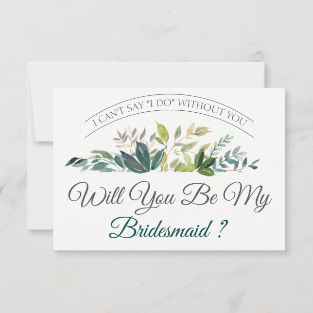 Will You Be My Bridesmaid | Greenery Invitation (Front)