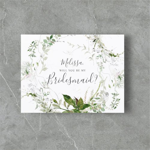 Will You Be My Bridesmaid Greenery Sketch Foliage