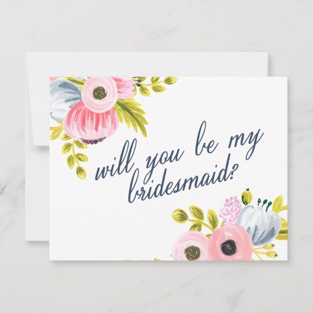WILL YOU BE MY BRIDESMAID? hand painted card (Front)