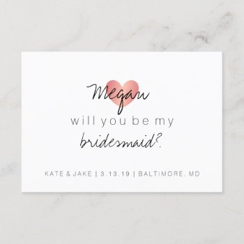 Will You Be My Bridesmaid - Heart's Glam Pink Invitation by Evented at Zazzle
