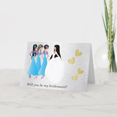 Will you be My Bridesmaid in Blue  Purple Invitation