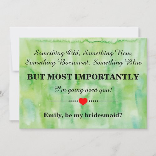 Will you be my bridesmaid invitation