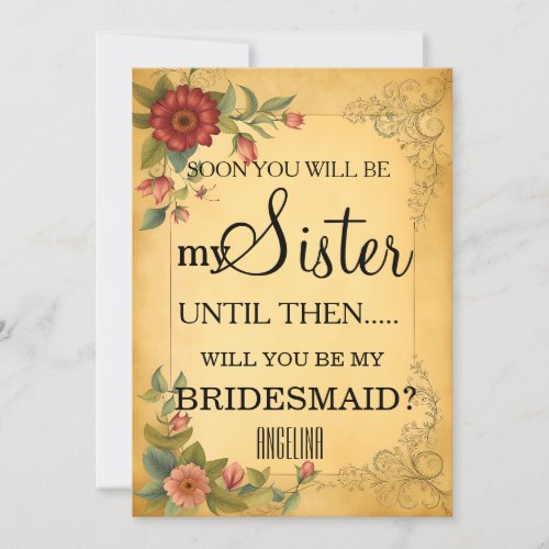 Will you be my bridesmaid invitation