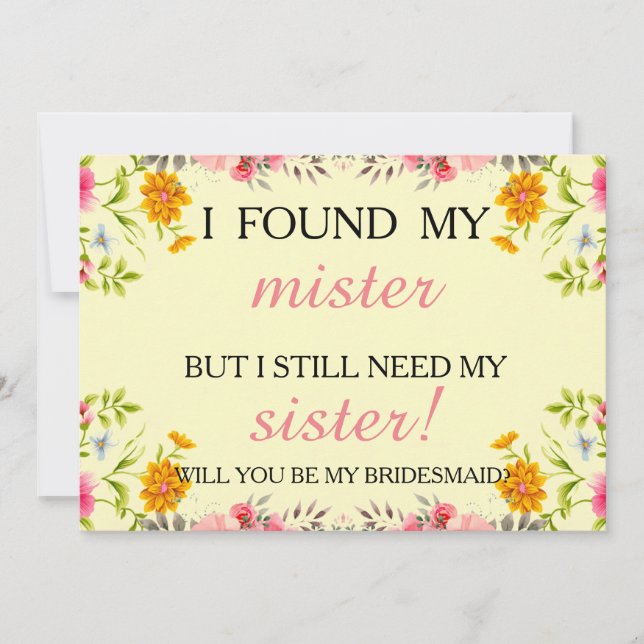Will you be my bridesmaid? invitation (Front)