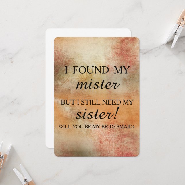 Will you be my bridesmaid? invitation (Front/Back In Situ)