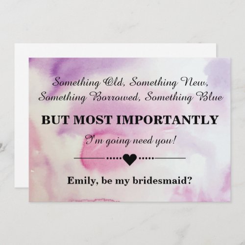 Will you be my bridesmaid invitation