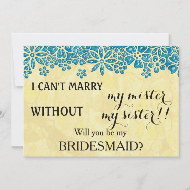 Will you be my bridesmaid? invitation (Front)