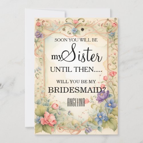 Will you be my bridesmaid invitation