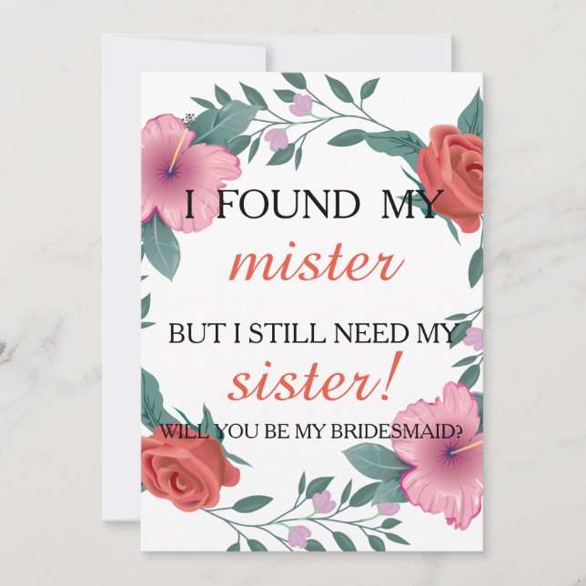 Will you be my bridesmaid? invitation (Front)