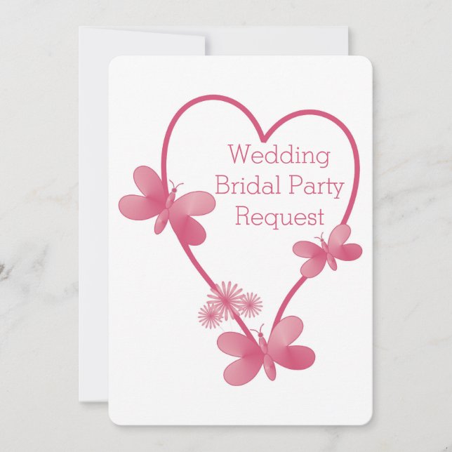 Will You Be My Bridesmaid Invitation Pink Heart (Front)