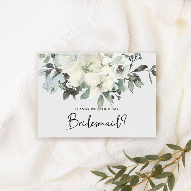 Will You Be My Bridesmaid Ivory White Floral (Creator Uploaded)