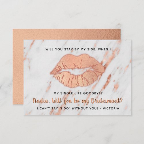 Will you be my Bridesmaid Kiss single life goodbye Invitation