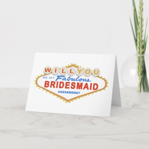 Will You Be My Bridesmaid Las Vegas Sign Card