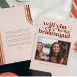 Will you be my Bridesmaid/Maid of Honor Proposal  Announcement<br><div class="desc">Will You Be My .. bridesmaid, maid of honor, matron of honor or flower girl wedding proposal card that will make your girls smile and leave them with a keepsake that they will enjoy for many years to come! Featuring blush pink background, touches of terra cotta and trendy typefaces. This...</div>