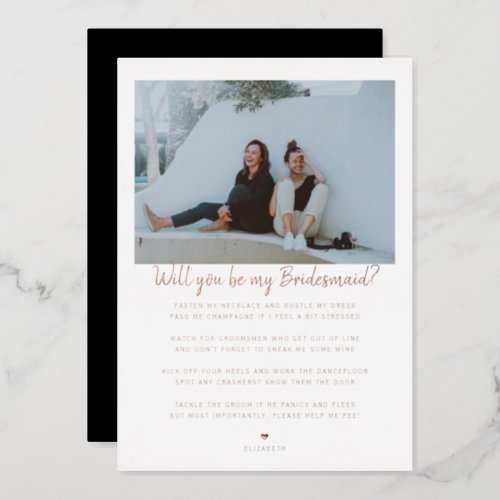 Will you be my BridesmaidMaid of Honor Proposal  Foil Invitation