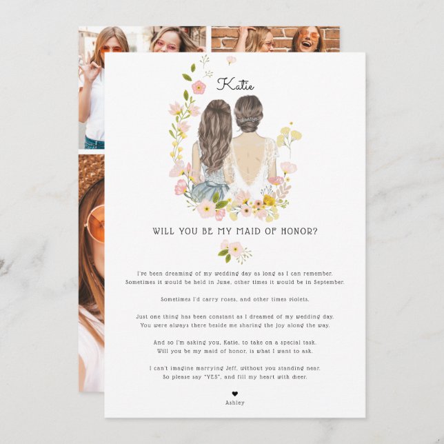Will you be my Bridesmaid/Maid of Honor Proposal I Invitation (Front/Back)
