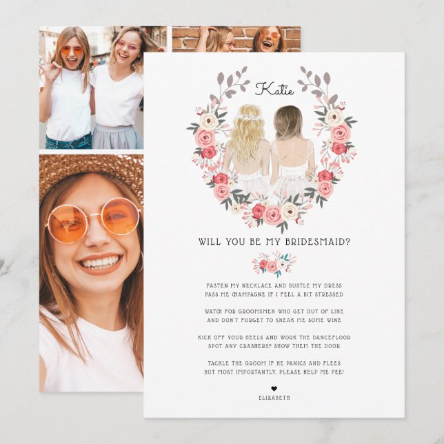 Will you be my Bridesmaid/Maid of Honor Proposal I Invitation (Front/Back)