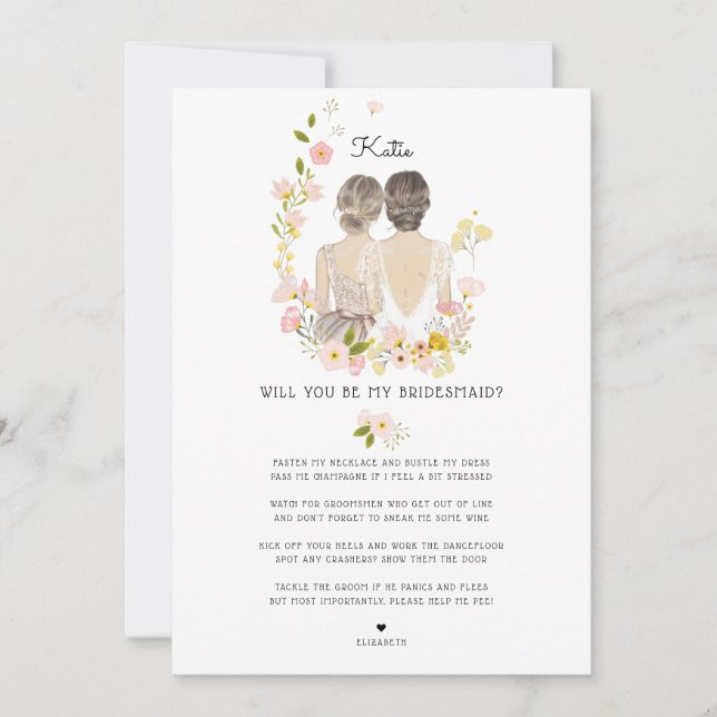 Will you be my Bridesmaid/Maid of Honor Proposal Invitation (Front)