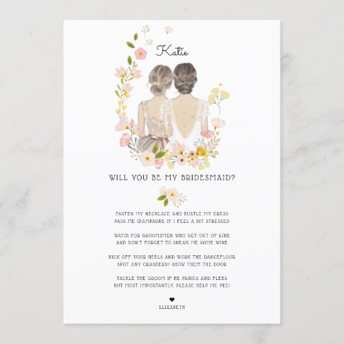 Will you be my Bridesmaid/Maid of Honor Proposal Invitation