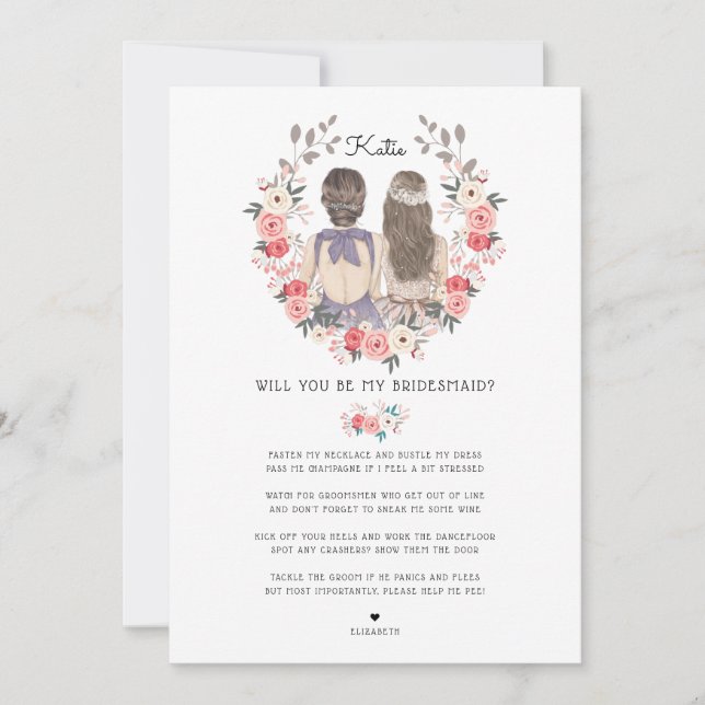 Will you be my Bridesmaid/Maid of Honor Proposal Invitation (Front)