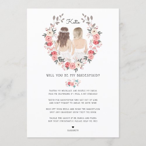 Will you be my Bridesmaid/Maid of Honor Proposal Invitation