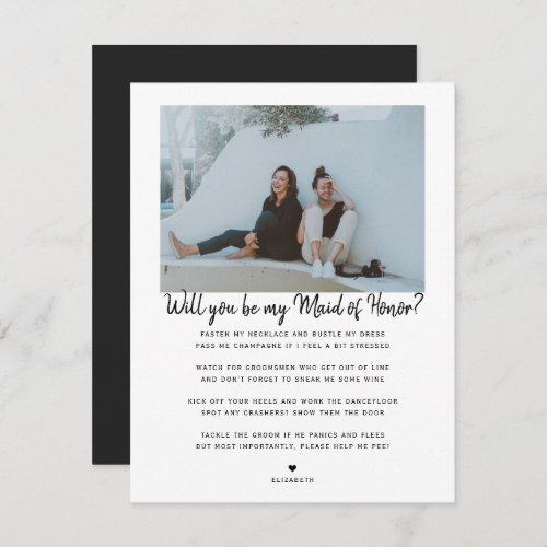 Will you be my BridesmaidMaid of Honor Proposal Note Card
