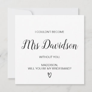 Will You Be My Bridesmaid Maid of Honor Request Card