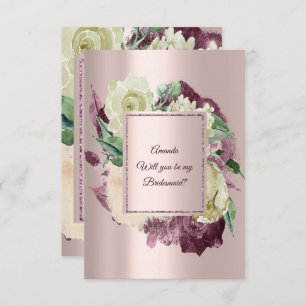 Will You Be My Bridesmaid Marsala Ivory Rose Gold Invitation