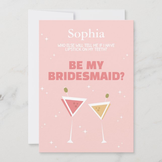 Will You Be My Bridesmaid? Martini & Stars Custom  Invitation (Front)