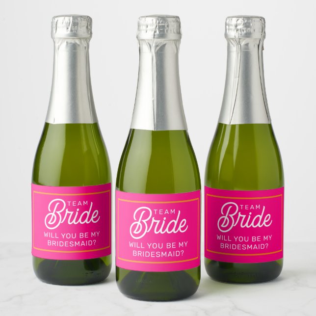 Will You Be My Bridesmaid Mini Sparkling Wine Labe Sparkling Wine Label (Bottles)