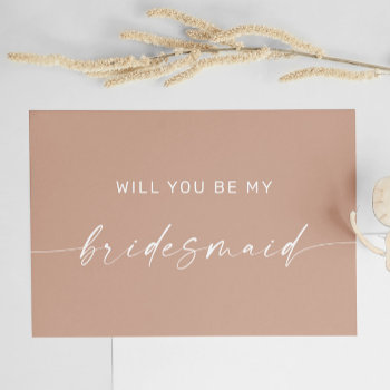 Will You Be My Bridesmaid. Minimalist Pale Pink  Postcard by RemioniArt at Zazzle
