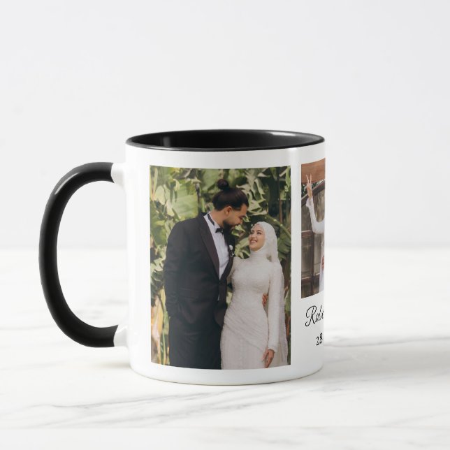 Will You Be My Bridesmaid Minimalist Photo Collage Mug (Left)