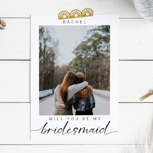 Will you be my Bridesmaid Minimalist Photo Modern  Magnetic Invitation