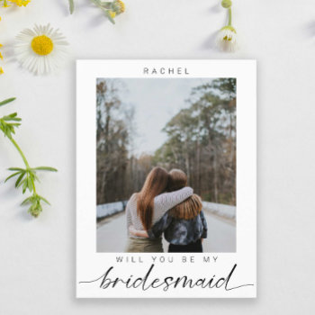 Will You Be My Bridesmaid Minimalist Photo Modern Postcard by KristineLeeDesigns at Zazzle