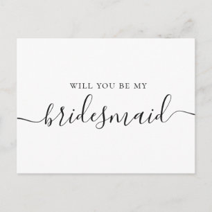 Will You Be My Bridesmaid   Minimalist Proposal Invitation Postcard