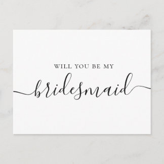 Will You Be My Bridesmaid | Minimalist Proposal Invitation Postcard