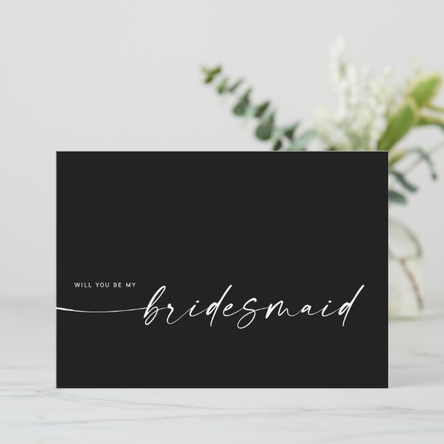Will You Be My Bridesmaid | Modern Black (Standing Front)