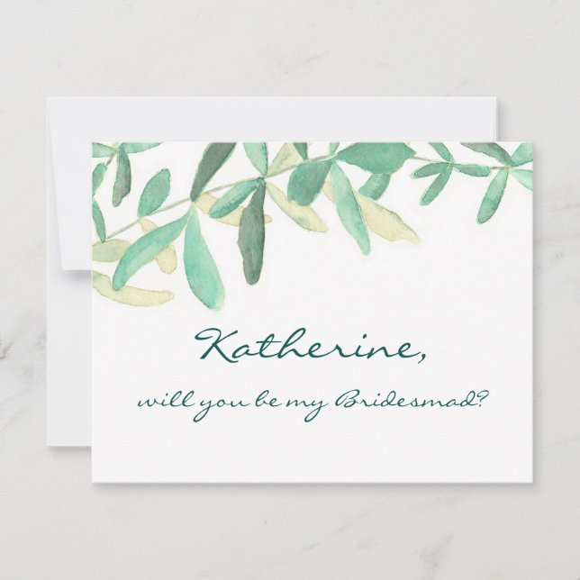 Will you Be my Bridesmaid Modern Botanical Invitation (Front)
