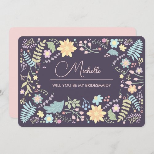 Will you be my Bridesmaid Modern Floral  Invitation