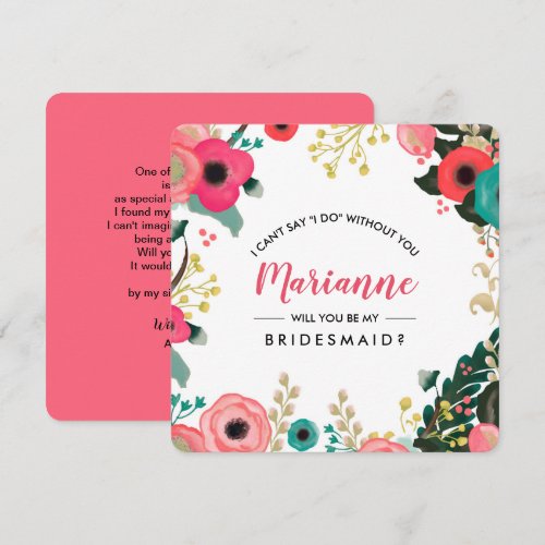 Will you be my Bridesmaid? Custom Invitation Cards