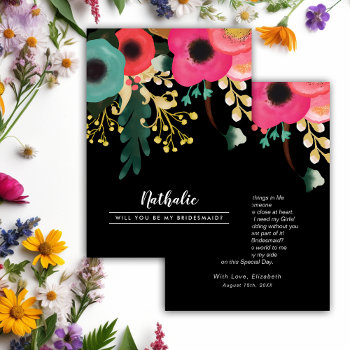 Will You Be My Bridesmaid? Modern Floral Invitation by YourWeddingDay at Zazzle
