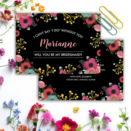 Will You Be My Bridesmaid? Modern Floral Invitation