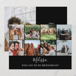 Will You Be My Bridesmaid Modern Photo Collage Inv Invitation
