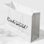 Will You Be My Bridesmaid? Modern Proposal Large Gift Bag<br><div class="desc">"Will You Be My Bridesmaid?" Modern Proposal Gift bag
features title "Will You Be My Bridesmaid?" in black modern script font style on white background.</div>