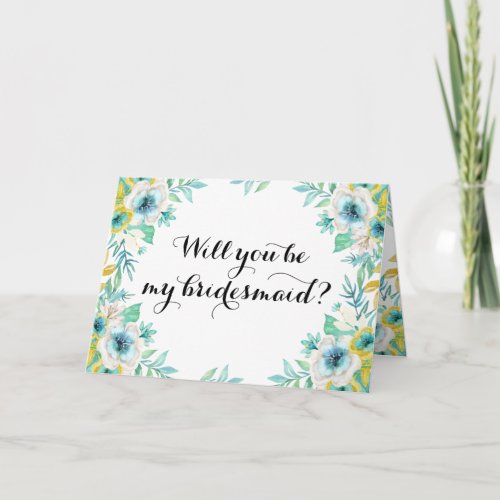 Will You Be My Bridesmaid Modern Vintage Floral Invitation