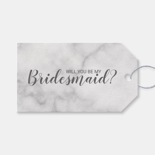 Will You Be My Bridesmaid Modern White Marble Gift Tags