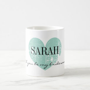 Will you be my bridesmaid mug with vintage heart