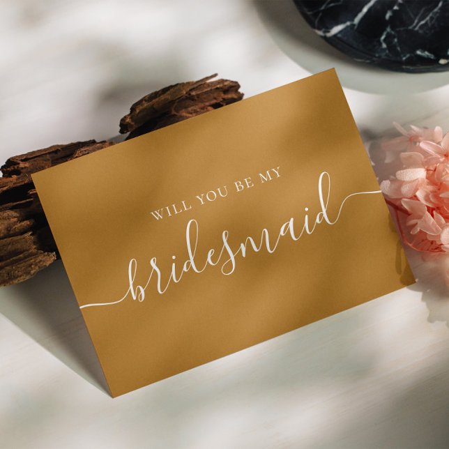 Will You Be My Bridesmaid | Mustard Brown Fall Invitation Postcard (Creator Uploaded)