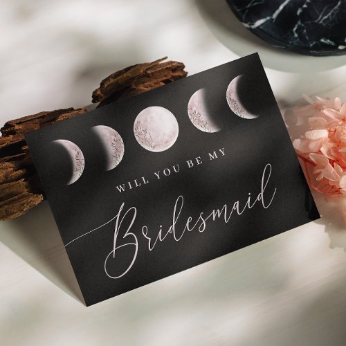 Will you be my bridesmaid Mystical moon black Postcard