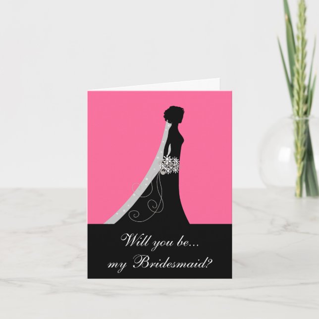 Will You Be My Bridesmaid? Note Cards Pink (Front)